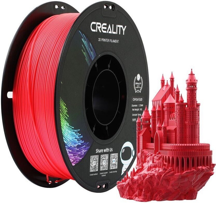 Филамент Creality PLA-CR 1.75мм 3301140001 (1 кг, флуоресцентный красный)