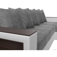 Угловой диван Лига диванов Дубай лайт правый 114196 (рогожка серый/экокожа белый)