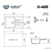 Кухонная мойка Ulgran U-400 (343 антрацит)