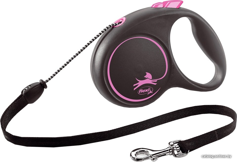 Поводок-рулетка Flexi Black Design M Cord 5 m (розовый)