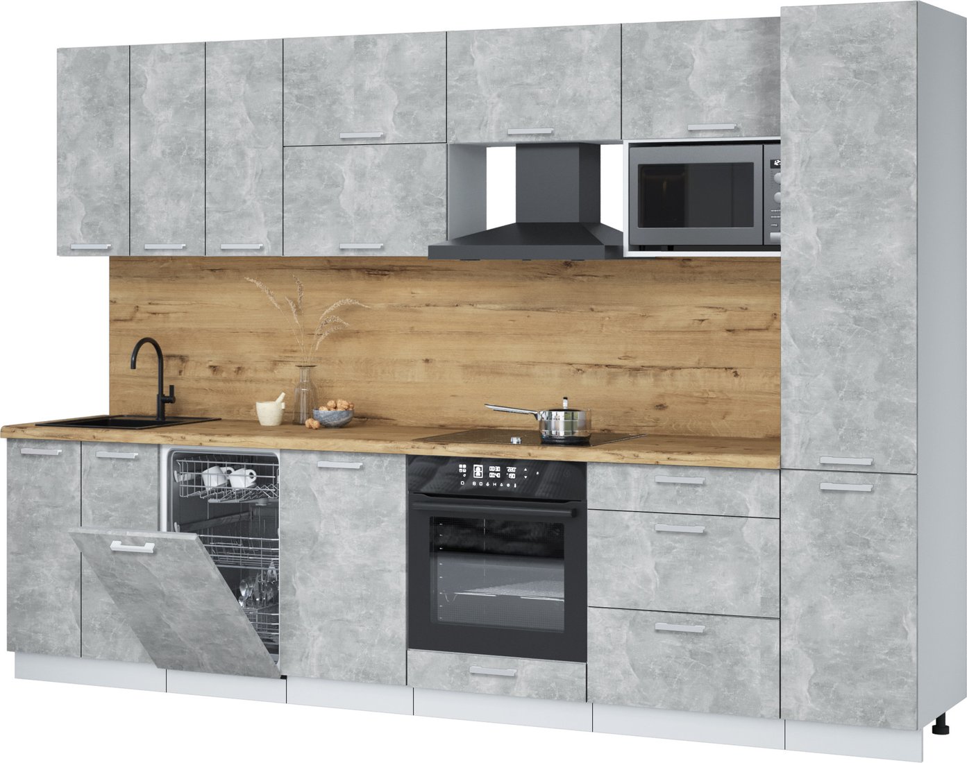 

Готовая кухня Интерлиния Мила Лайт 3.1-ПМ4 (бетон/бетон/дуб бунратти)