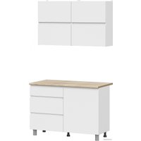 Готовая кухня NN мебель Токио 1.2м (белый текстурный/тростник)