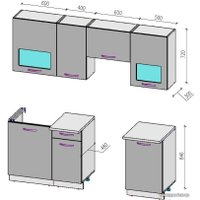 Готовая кухня ВерсоМебель Эко-6 2.1 (виола/кашемир)