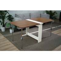 Стол-книга Stoloff Мечта 1600x850 (белый/орех, опоры складные, углы закругленные с роликами и ручками)