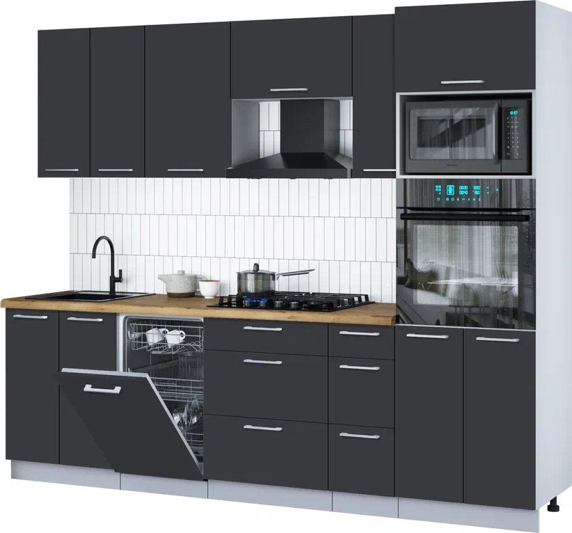 

Готовая кухня Интерлиния Мила Gloss 2.55-ПМ3 (пепел/пепел/дуб бунратти)