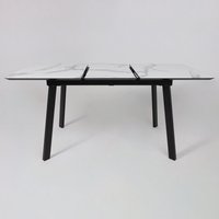 Кухонный стол Алвест AV 1209 120-160х80 (мрамор белый/черный)