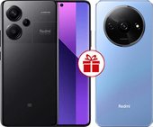 Redmi Note 13 Pro+ 5G 12GB/512GB с NFC международная версия (полуночный черный) и Redmi A3 3GB/64GB (звездный синий) по акции