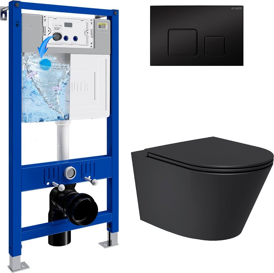 

Унитаз подвесной Lauter Longer 2110822 + 21901002 (кнопка квадратная, черный/черный)