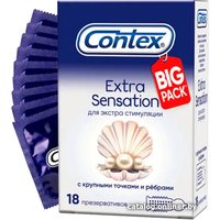 Рельефные презервативы Contex №18 Extra Sensation с крупными точками и ребрами (18 шт)