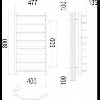 Полотенцесушитель TERMINUS Виктория П8 400x800 (с боковым подключением 60, хром)