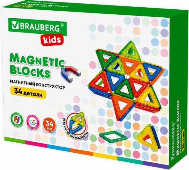 

Магнитный конструктор BRAUBERG 663845 Kids Magnetic Big Blocks-34