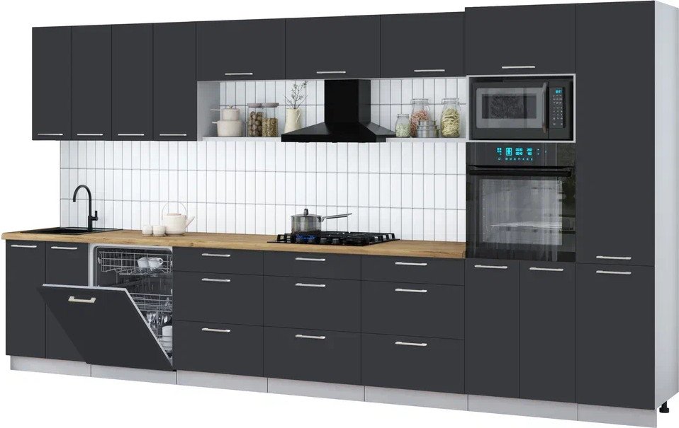 

Готовая кухня Интерлиния Мила Gloss 4.0-ПМ1 (пепел/пепел/дуб бунратти)