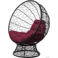 Кресло M-Group Кокос на подставке 11590402 (черный ротанг/бордовая подушка)