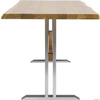 Кухонный стол Buro7 Двутавр 180 (с обзолом, дуб натуральный/серебро)
