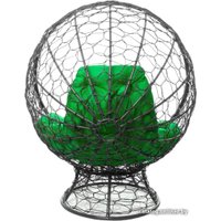 Кресло M-Group Кокос на подставке 11590304 (серый ротанг/зеленая подушка)