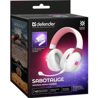 Наушники Defender Sabotauge (белый/розовый)