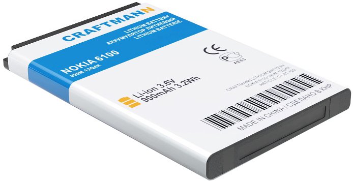 

Аккумулятор для телефона Craftmann C1.01.420 (совместим с Nokia BL-4C)