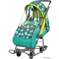 Санки-коляска Nika Умка 3-1 (мишки/изумруд)