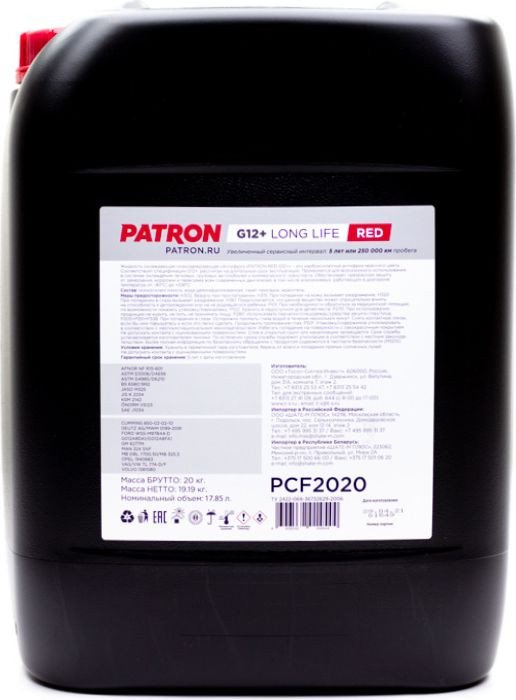 

Антифриз Patron G12+ LongLife Red 20кг