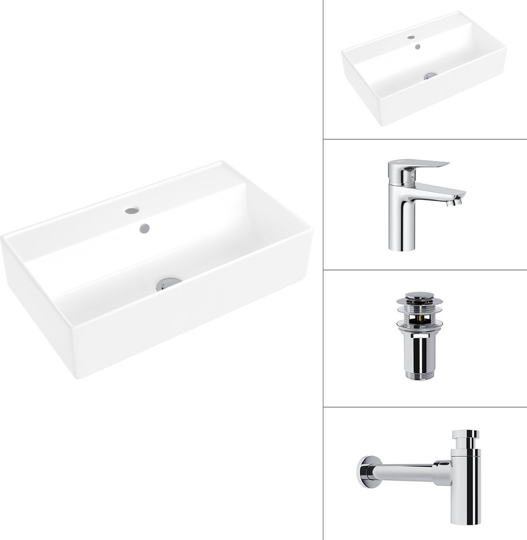 Умывальник Lauter 21855 + Awe 21CK128C + сифон 21635CH + донный клапан 21190CH (хром)