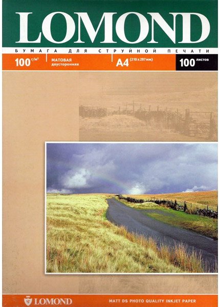 

Фотобумага Lomond матовая двусторонняя A4 100 г/кв.м. 100 листов (0102002)