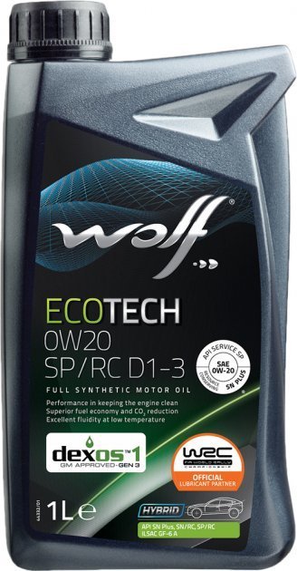 

Моторное масло Wolf EcoTech 0W-20 SP/RC D1-3 1л