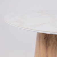 Кухонный стол Lepremo AV 2317 МДФ+керамика 900 (белый глянцевый Carla Larkin/черный+HPL дуб вотан)