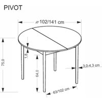 Кухонный стол Halmar Pivot 102-142/102/75 (кашемир/натуральный)
