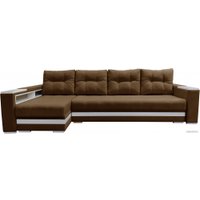 Угловой диван Bobrovmebel Влада 8/2удн + 60см левый ТНЦ + полка и пенал (микровелюр симпл 45 коричневый)
