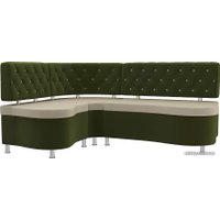 Угловой диван Лига диванов Вегас 105176 (левый, бежевый/зеленый)