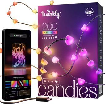 Twinkly Candies Hearts 200 LED с Wi-Fi и Bluetooth (зеленый провод)