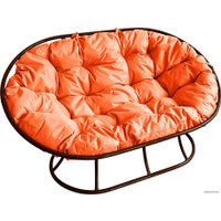 Садовый диван M-Group Мамасан 12100207 (коричневый/оранжевая подушка)