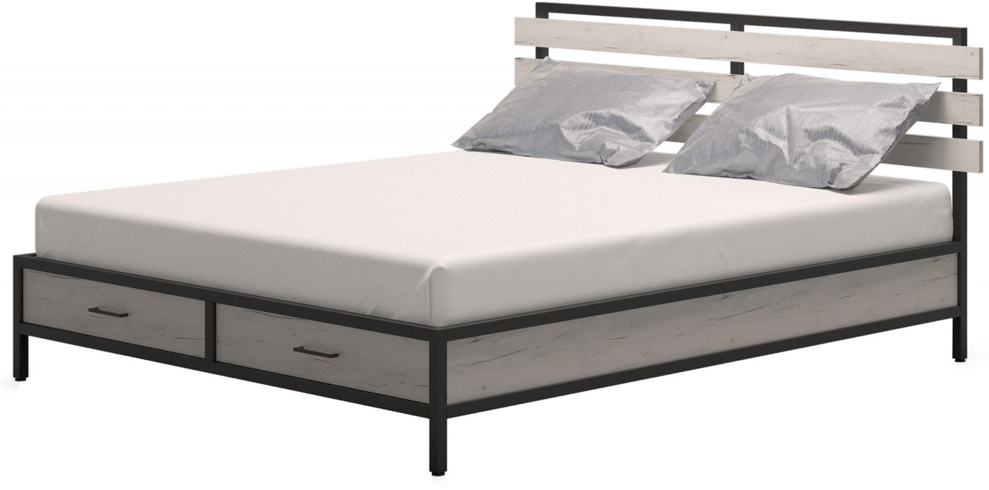 

Кровать Millwood Neo Loft КМ-1.8 Л 207x202x94 (дуб белый Craft/металл черный)