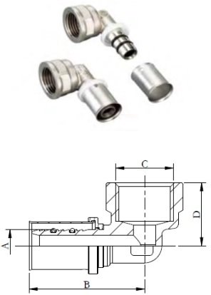 

Фитинг Rifeng F5-L1216x1/2F (никель)