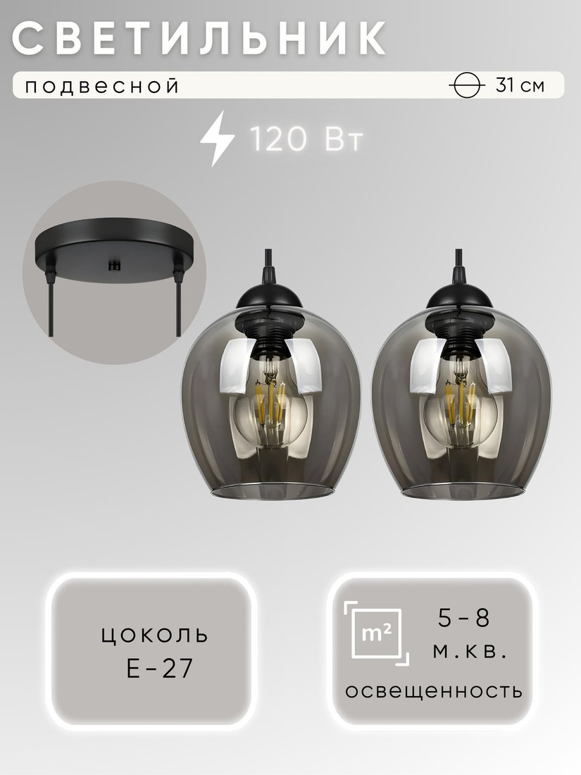 

Подвесная люстра Aitin Pro НСБ 01-2х60-101 S6910/2 (черный)