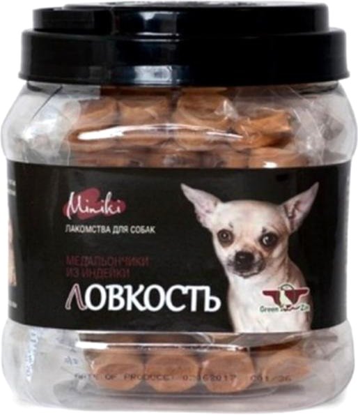 

Лакомство для собак GreenQZin Миники Ловкость медальоны из индейки 360 г