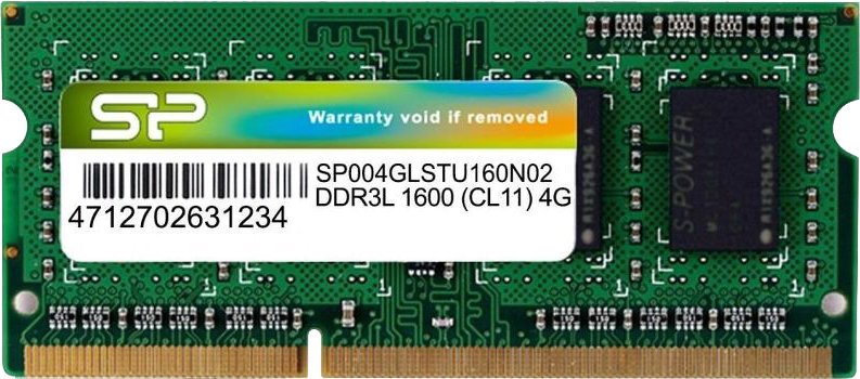 

Оперативная память Silicon-Power 4GB DDR3 SO-DIMM PC3-12800 SP004GLSTU160N02