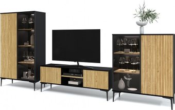 Горка Интерлиния Linea-A с подсветкой (дуб гринвич/черный)