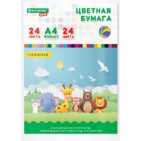 Набор цветной бумаги BRAUBERG Друзья 115163 (24 л, 24 цв)