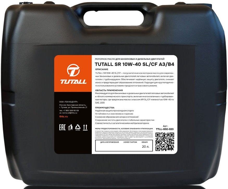 

Моторное масло Tutall SR 10W-40 SL/CF A3/B4 20л