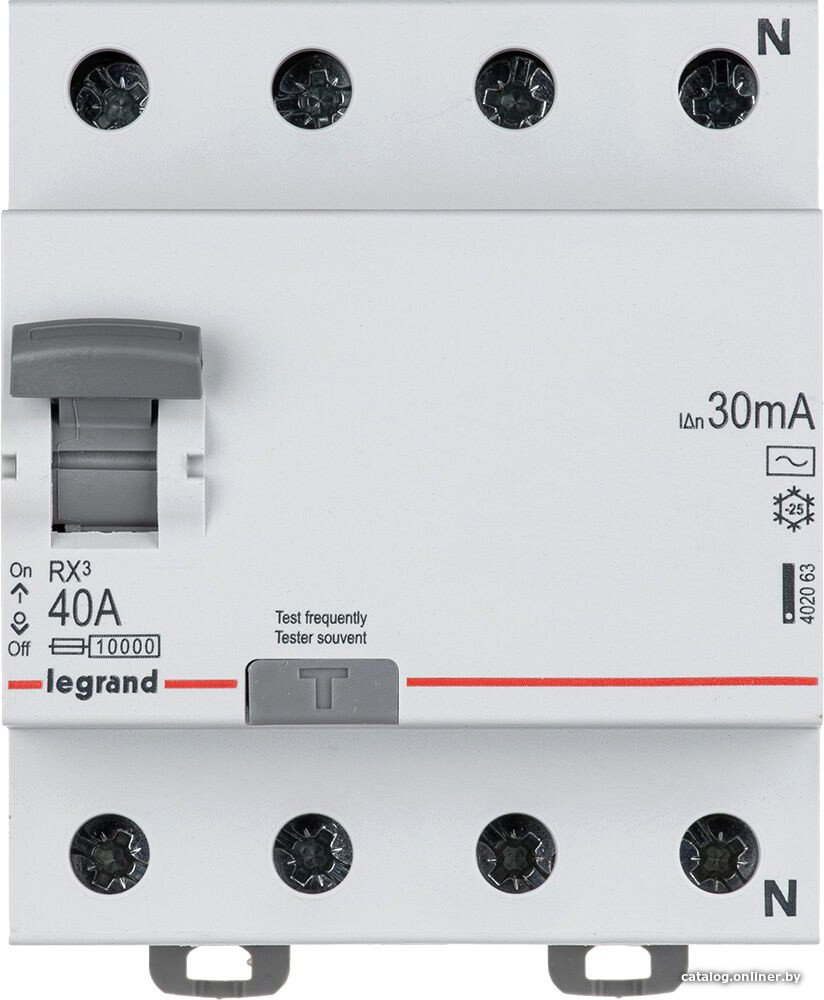 Устройство защитного отключения Legrand RХ3 4P 40A 30mA 10kA 4M тип АС 402063