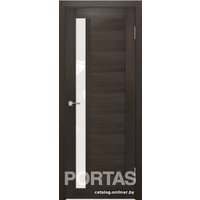 Межкомнатная дверь Portas S28 80x200 (орех шоколад, стекло lacobel белый лак)