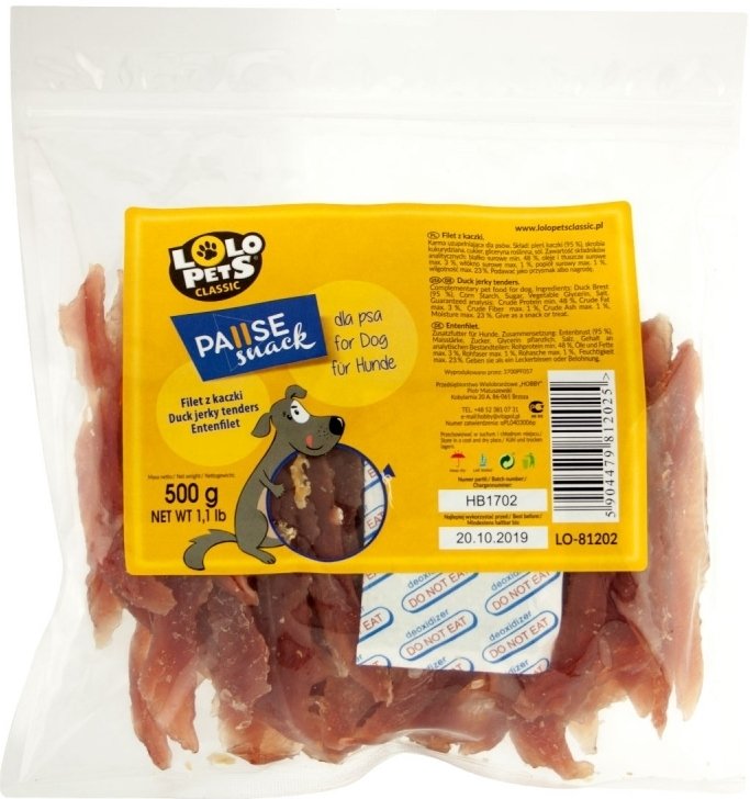 

Лакомство для собак Lolo Pets Вяленая утиная грудка 0.5 кг
