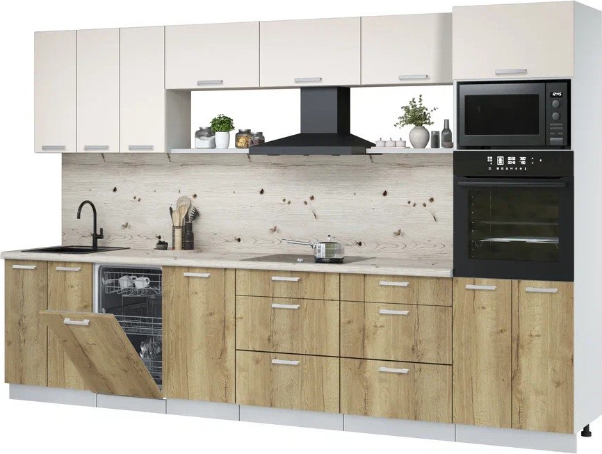 

Готовая кухня Интерлиния Мила Лайт 3.3-ПМ3 (персидский жемчуг/дуб золотой/бискайская сосна)