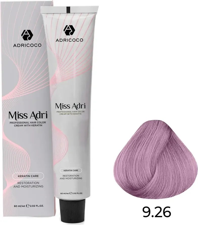 

Крем-краска Adricoco Miss Adri 9.26 (100мл, очень светлый блонд розовый)