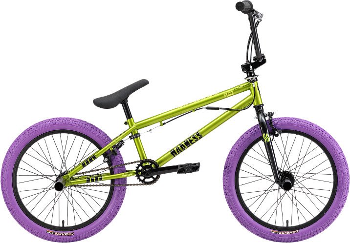 

Велосипед Stark Madness BMX 3 2024 (зеленый металлик/черный/фиолетовый)