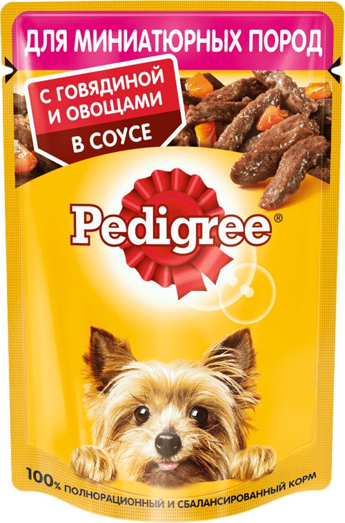 

Пресервы Pedigree для взрослых мелких пород с говядиной и овощами в соусе 85 г