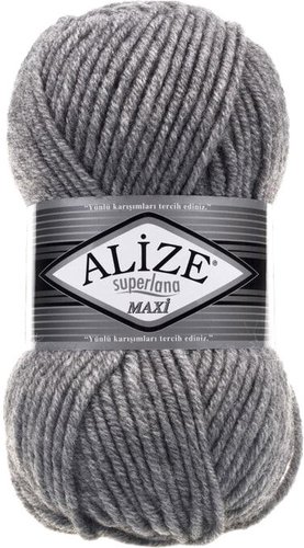 Пряжа для вязания Alize Superlana maxi 21 (100 м, серый меланж)