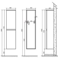  BelBagno Шкаф-пенал Energia-N-1700-2A-SC-BL-R (правый, bianco lucido)