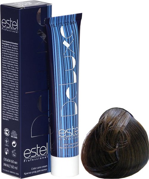 

Крем-краска для волос Estel Professional De Luxe 5/70 светлый шатен коричневый для седины